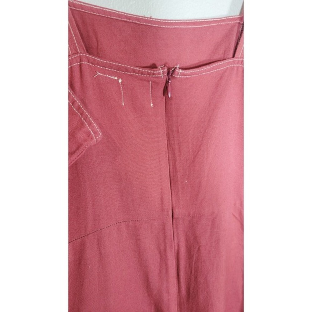 ASOS Rust Red Cotton Linen‎ Midi Dress Side Zip Pockets Size US 2 - Picture 4 of 10